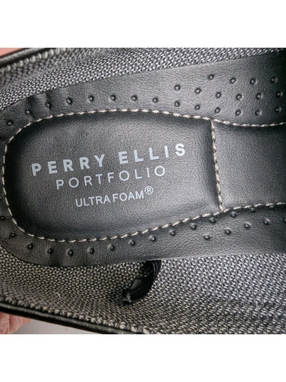 Perry Ellis Mens Black Vegan Leather Slip-On Dress Loafers Size 10.5 Wide - Picture 8 of 11